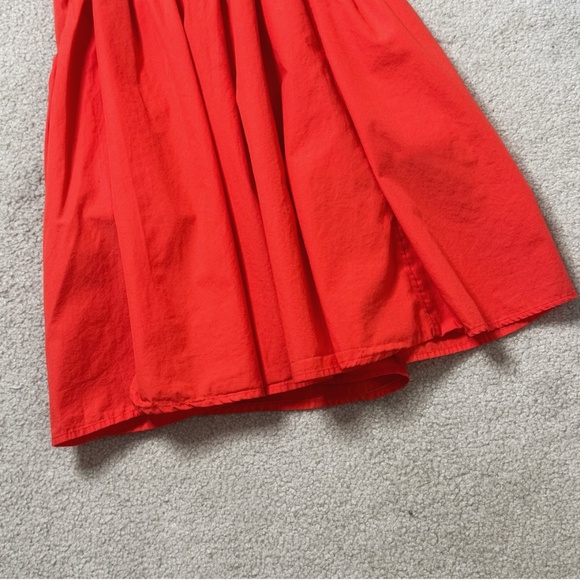 Urban Outfitters Theodora Mini Dress Poplin Cotton Orange Adjustable Tie Back - Picture 5 of 11